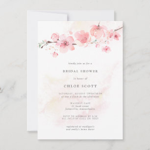 Invitación a la ducha de novias con flores rosadas