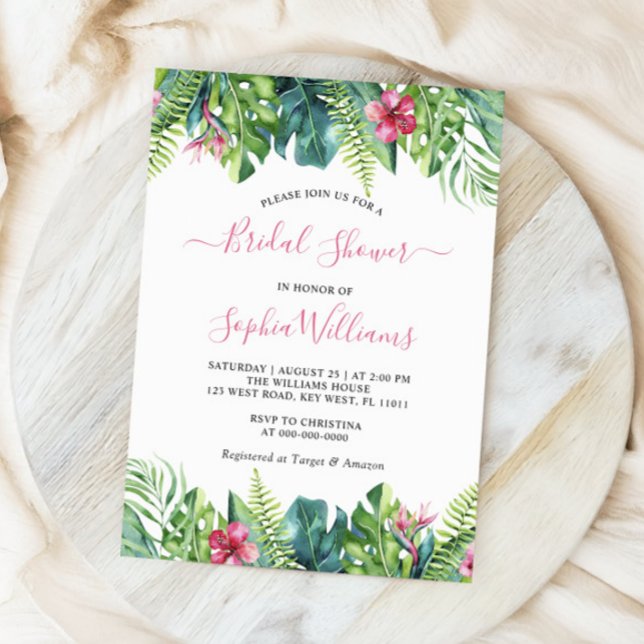 Invitación a la ducha de novias con flores tropica (Subido por el creador)