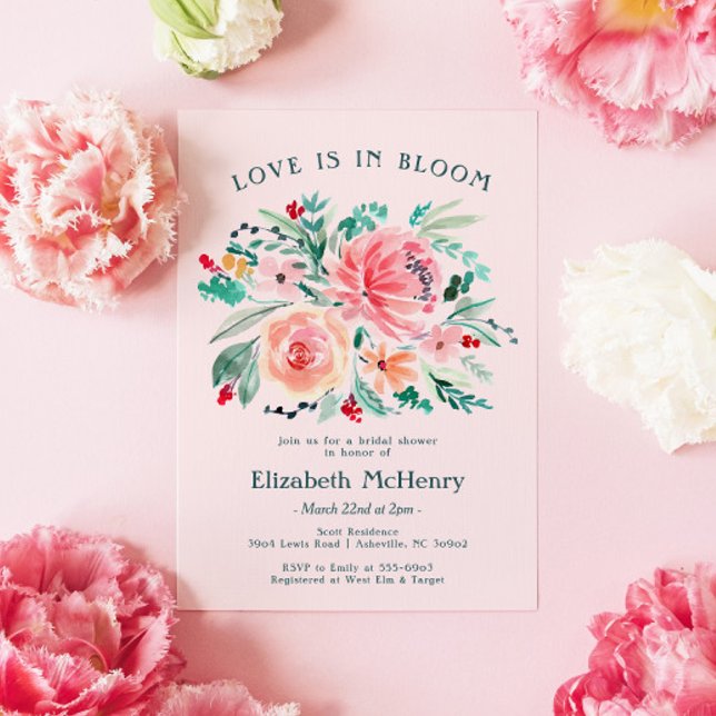 Invitación a la ducha de novias con flores verdes  (Subido por el creador)