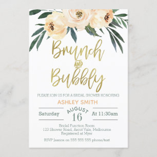 Invitación a la ducha de novias con flores y brunc
