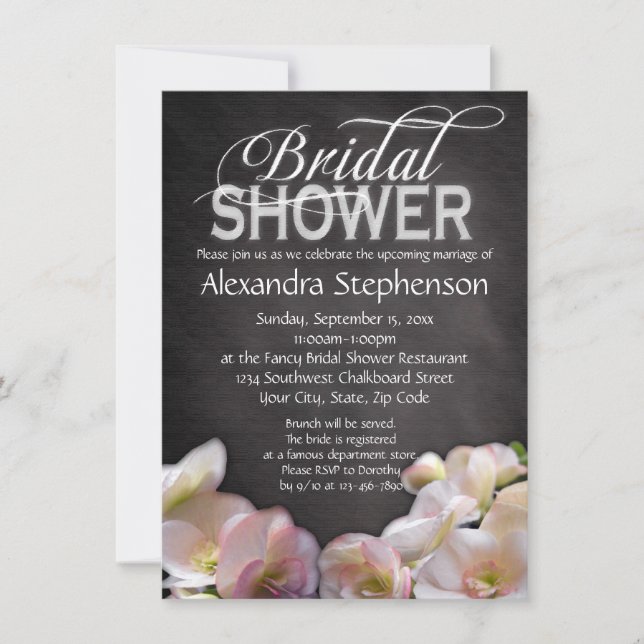 Invitación a la ducha de novias con flores y cartó (Anverso)