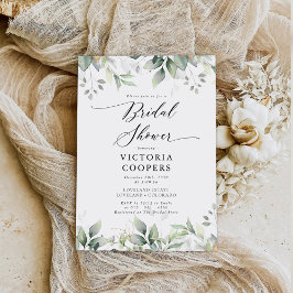 Invitación a la ducha de novias con hoja de eucali