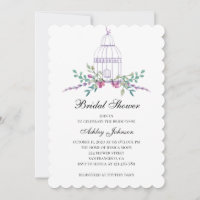 Invitación a la ducha de novias con jaula de pájar