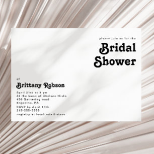 Invitación a la ducha de novias con letras retro m