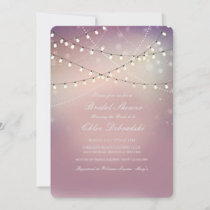 Invitación a la ducha de novias con luces estirada