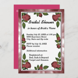 Invitación a la ducha de novias con marco y rosas 