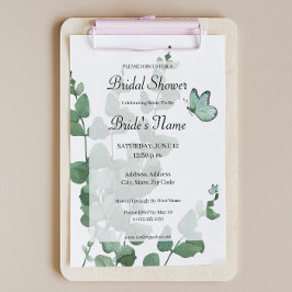 Invitación a la ducha de novias con mariposa Eucal