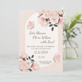 Invitación a la ducha de novias con patrón floral 