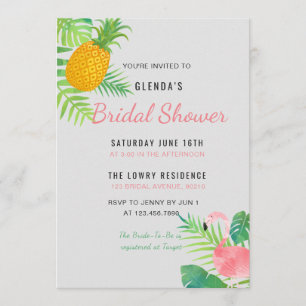 Invitación a la ducha de novias con piña tropical 