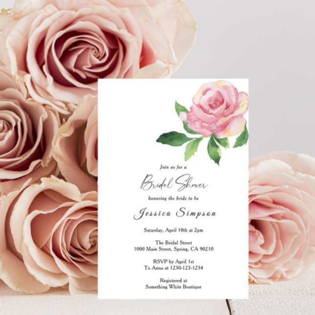 Invitación a la ducha de novias con Rosa floral (Subido por el creador)