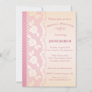 Invitación a la ducha de novias con Rosa rosa y ma