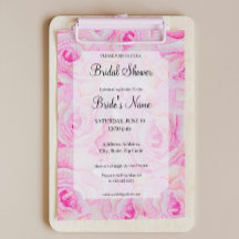 Invitación a la ducha de novias con rosas rosa bri