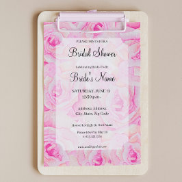 Invitación a la ducha de novias con rosas rosa bri