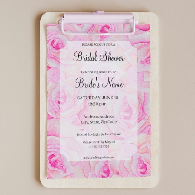 Invitación a la ducha de novias con rosas rosa bri (Subido por el creador)
