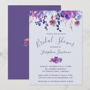 Invitación a la ducha de novias con suculentos púr