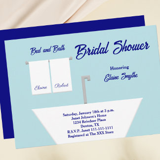 Invitación a la ducha de novias con tema de cama y