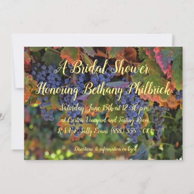 Invitación a la ducha de novias con tema de vino (Anverso)