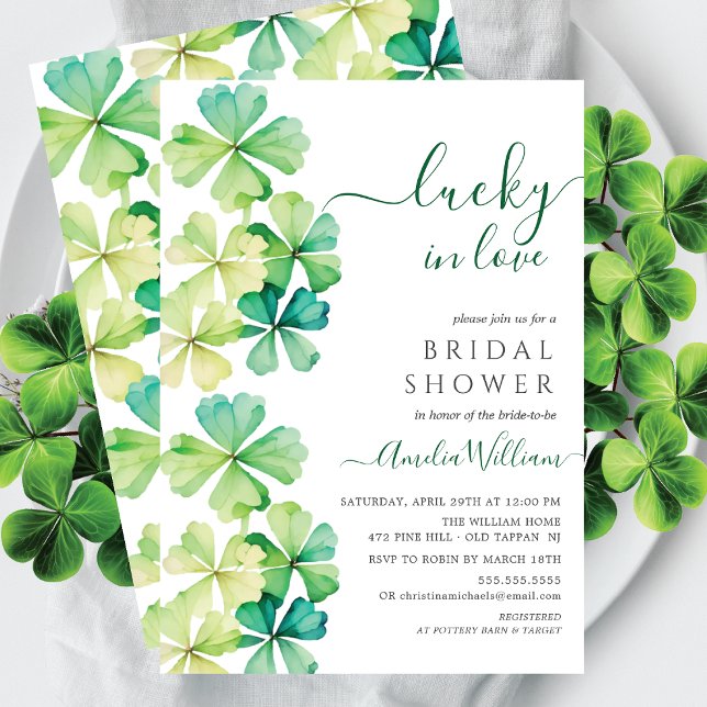 Invitación a la ducha de novias con trébol afortun (Subido por el creador)