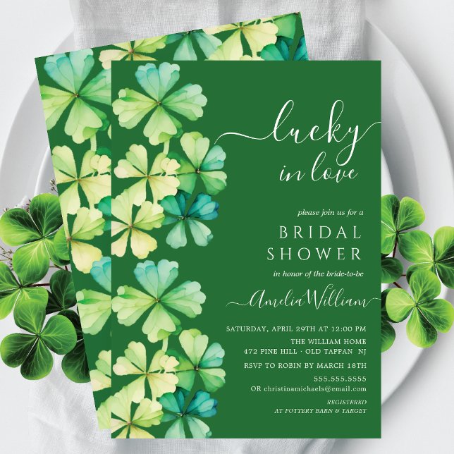 Invitación a la ducha de novias con trébol afortun (Subido por el creador)