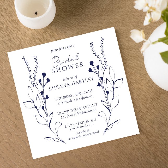 Invitación a la ducha de novias con vides y flores (Subido por el creador)