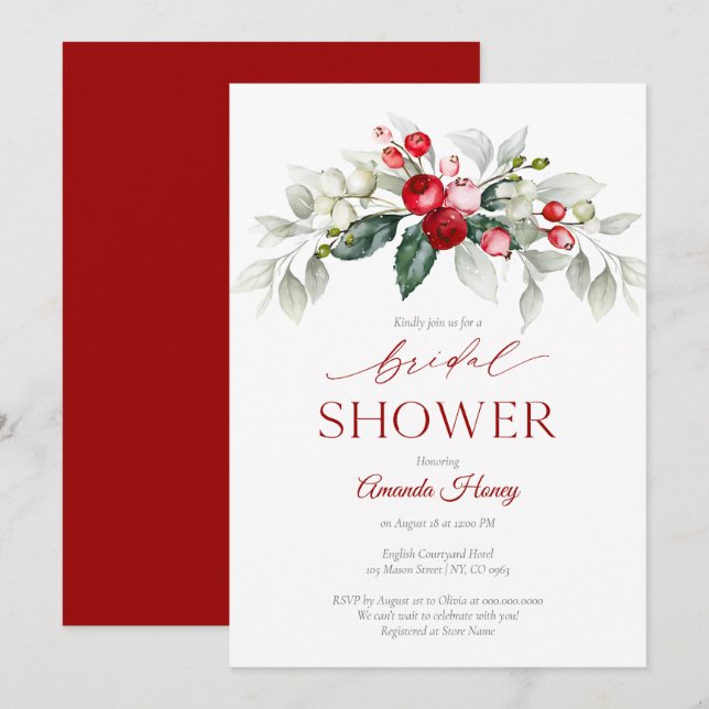 Invitación a la ducha de novias de Berry (Anverso / Reverso)