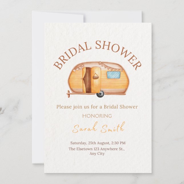 Invitación a la ducha de novias de Boho Camper Vin (Anverso)