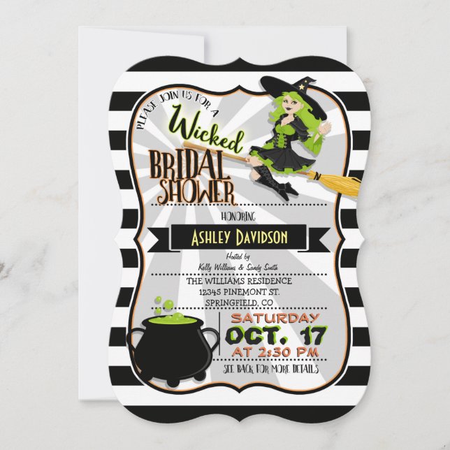 Invitación a la ducha de novias de brujas con tema (Anverso)