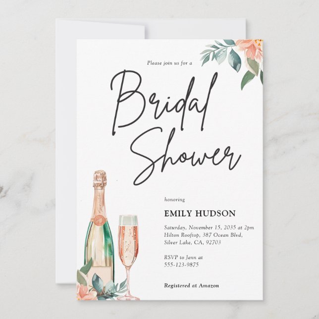 Invitación a la ducha de novias de Brunch y Bubbly (Anverso)