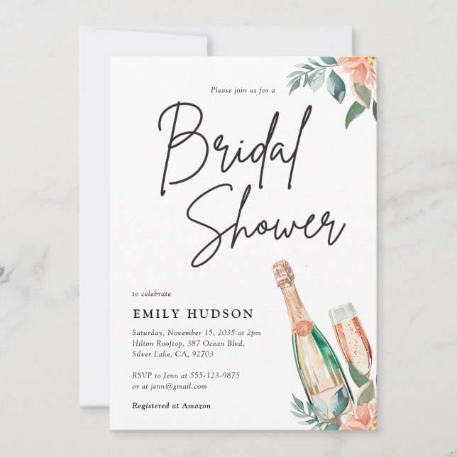 Invitación a la ducha de novias de Brunch y Bubbly (Anverso)