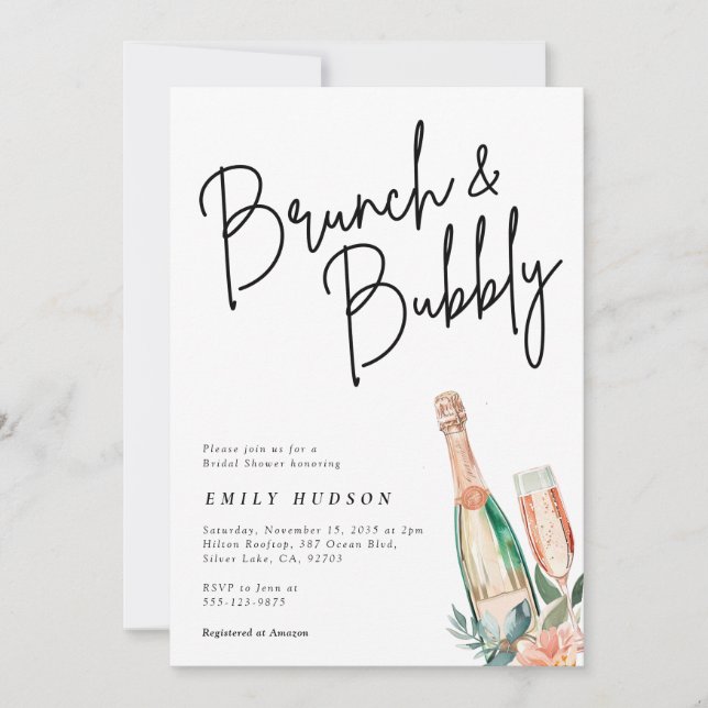 Invitación a la ducha de novias de Brunch y Bubbly (Anverso)