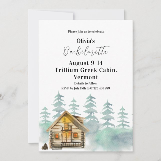 Invitación a la ducha de novias de cabaña de monta (Anverso)