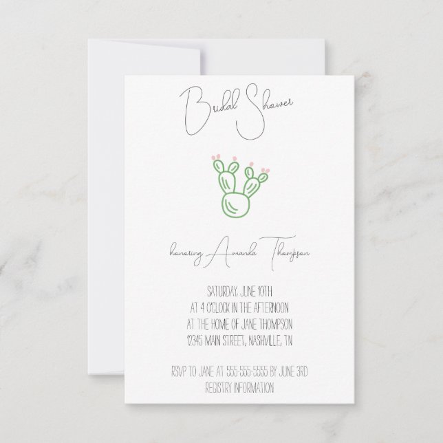 Invitación a la ducha de novias de Cactus Pear Pri (Anverso)