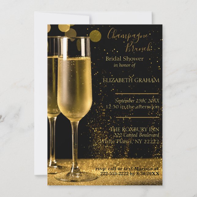 Invitación a la ducha de novias de Champán Brunch (Anverso)