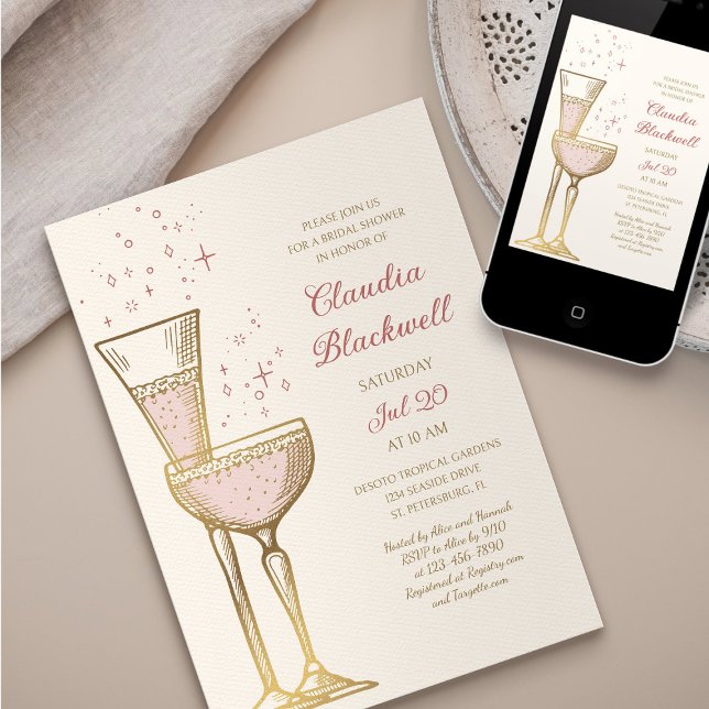 Invitación a la ducha de novias de Champán Brunch (Subido por el creador)