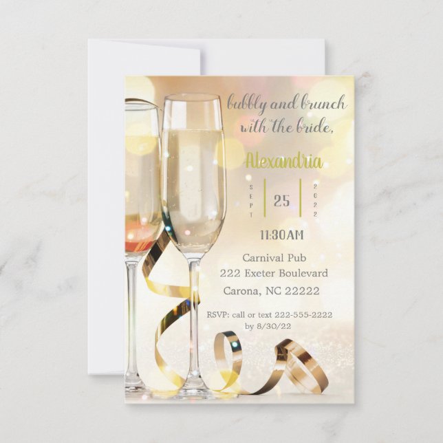 Invitación a la ducha de novias de Champán Brunch (Anverso)