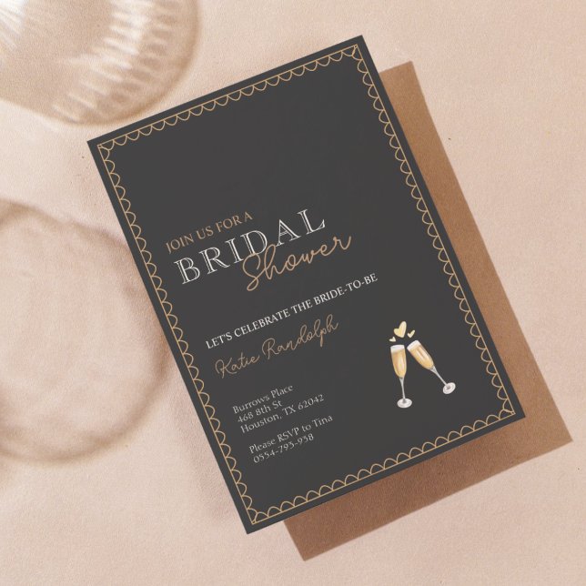 Invitación a la ducha de novias de champán negro y (Subido por el creador)