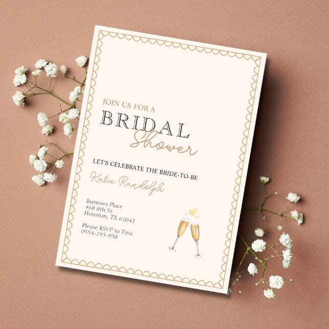 Invitación a la ducha de novias de champán negro y (Subido por el creador)