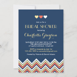 Invitación a la ducha de novias de Chevron azul ma