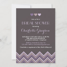 Invitación a la ducha de novias de Chevron gris y 