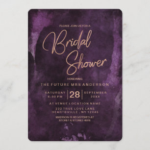 Invitación a la ducha de novias de color morado os
