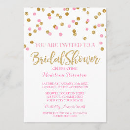 Invitación a la ducha de novias de confetti rosado