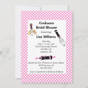 Invitación a la ducha de novias de cookware rosa y