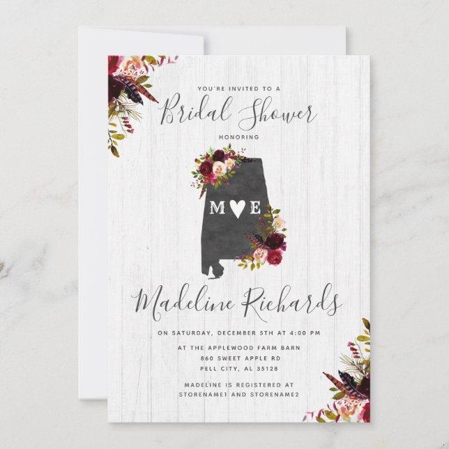 Invitación a la ducha de novias de destino del est (Anverso)