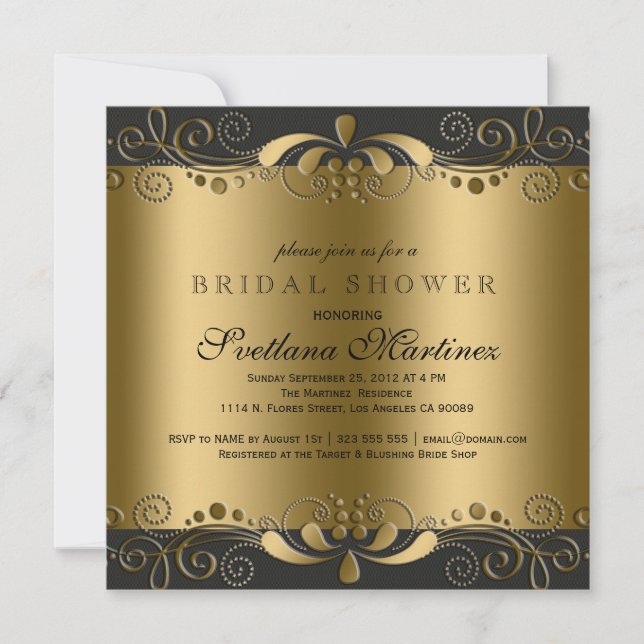 Invitación a la ducha de novias de encaje floral n (Anverso)