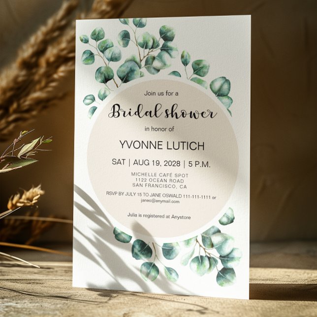 Invitación a la ducha de novias de Eucalyptus Leaf (Subido por el creador)