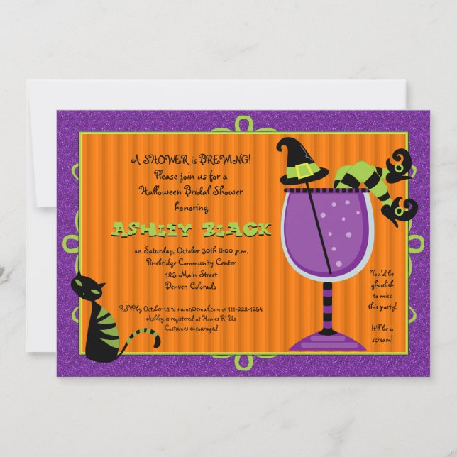 Invitación a la ducha de novias de Halloween (Anverso)