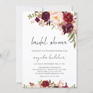 Invitación a la ducha de novias de la flor otoñal