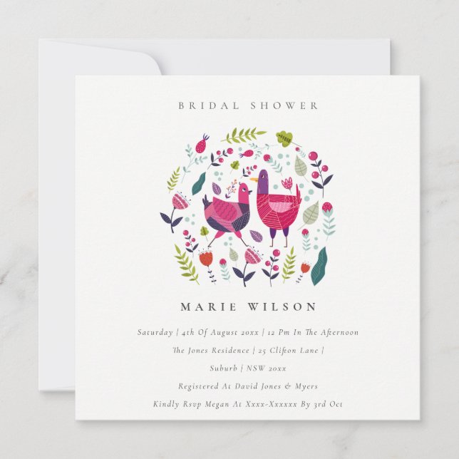 Invitación a la ducha de novias de la granja folk  (Anverso)