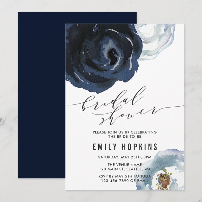 Invitación a la ducha de novias de la Marina Azul  (Anverso / Reverso)