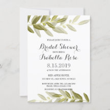 Invitación a la ducha de novias de la rama de oliv